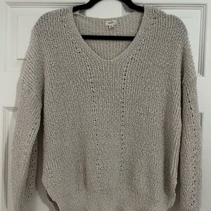 Cozy Oatmeal V-Neck Sweater